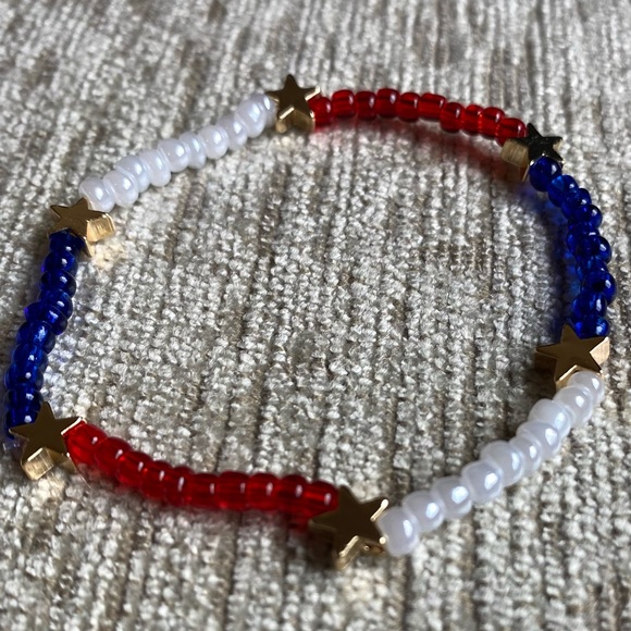 Custom Red | White | Blue | Beaded Bracelet - Picture 2 of 5